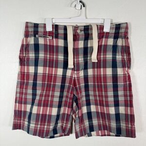Polo Ralph Lauren Shorts Mens 36 Red Blue White Drawstring Cotton Casual Plaid